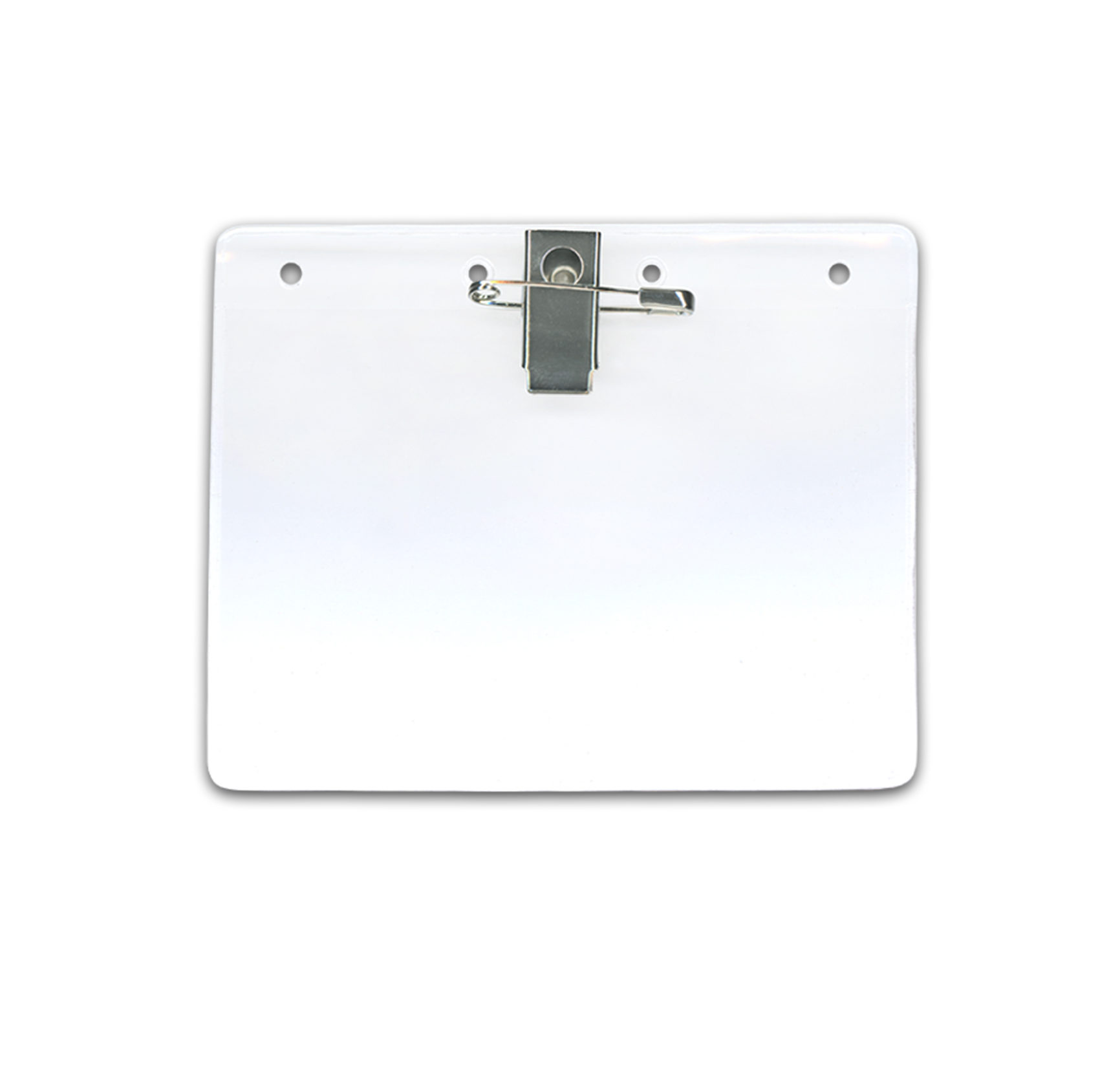 4x3 Transparent Horizontal ID Holder with Safety Pin and Clip