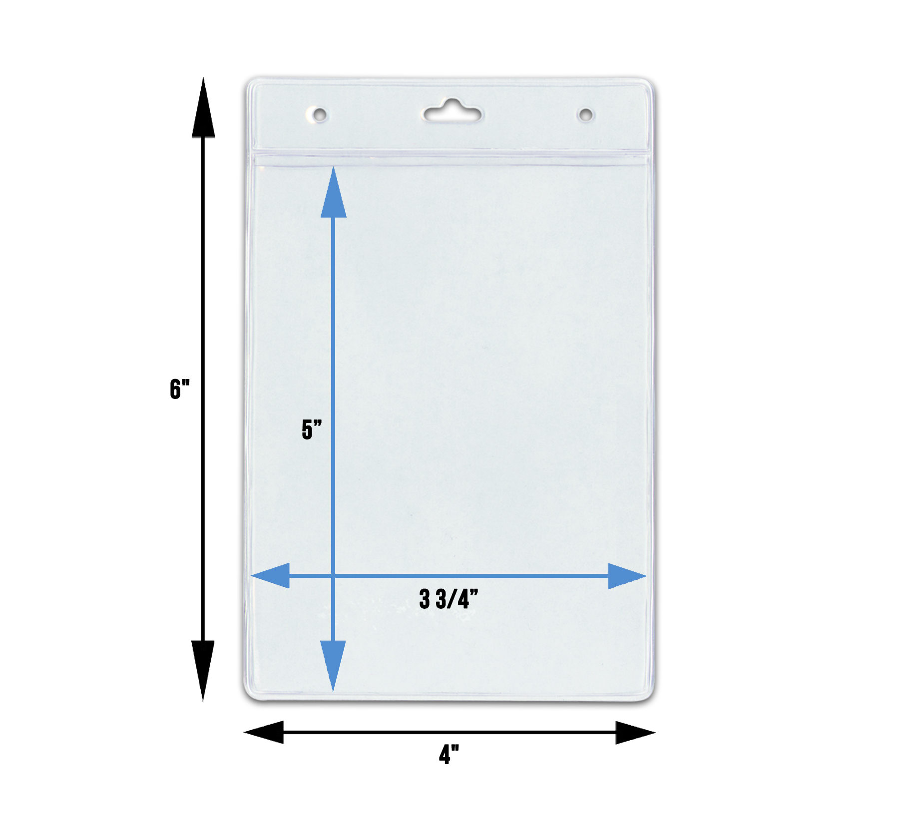 Olympic-Sized Vertical ID Badge Holder for 3.75"W x 5"L Cards - Durable, Transparent & Corrosion-Resistant