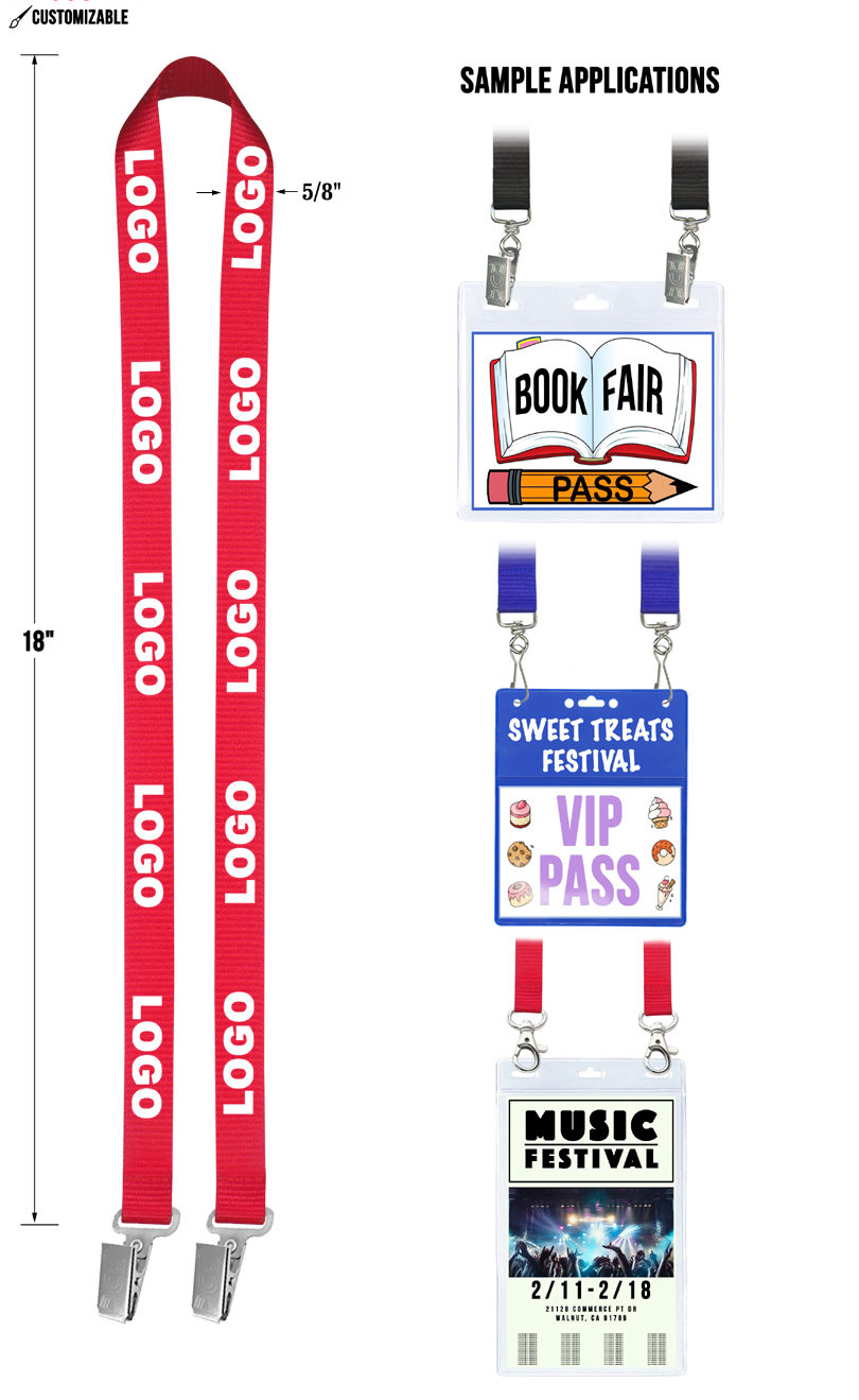 Customizable 5/8" Double-Ended Logo Lanyard with One-Color Print - Free Setup and Digital Proof Included!