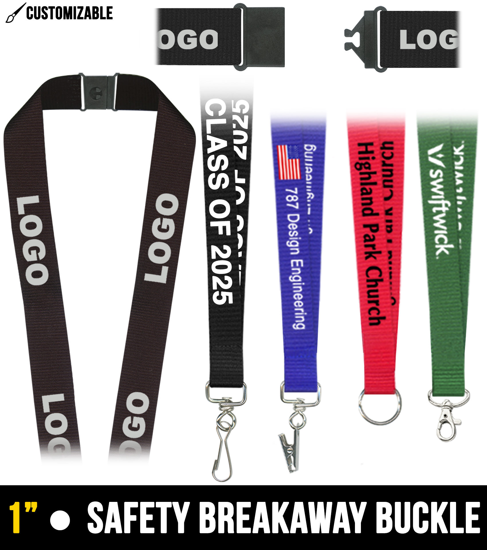 1" Premium Lanyard with Tailored Logo Design - Complimentary Setup & Delivery