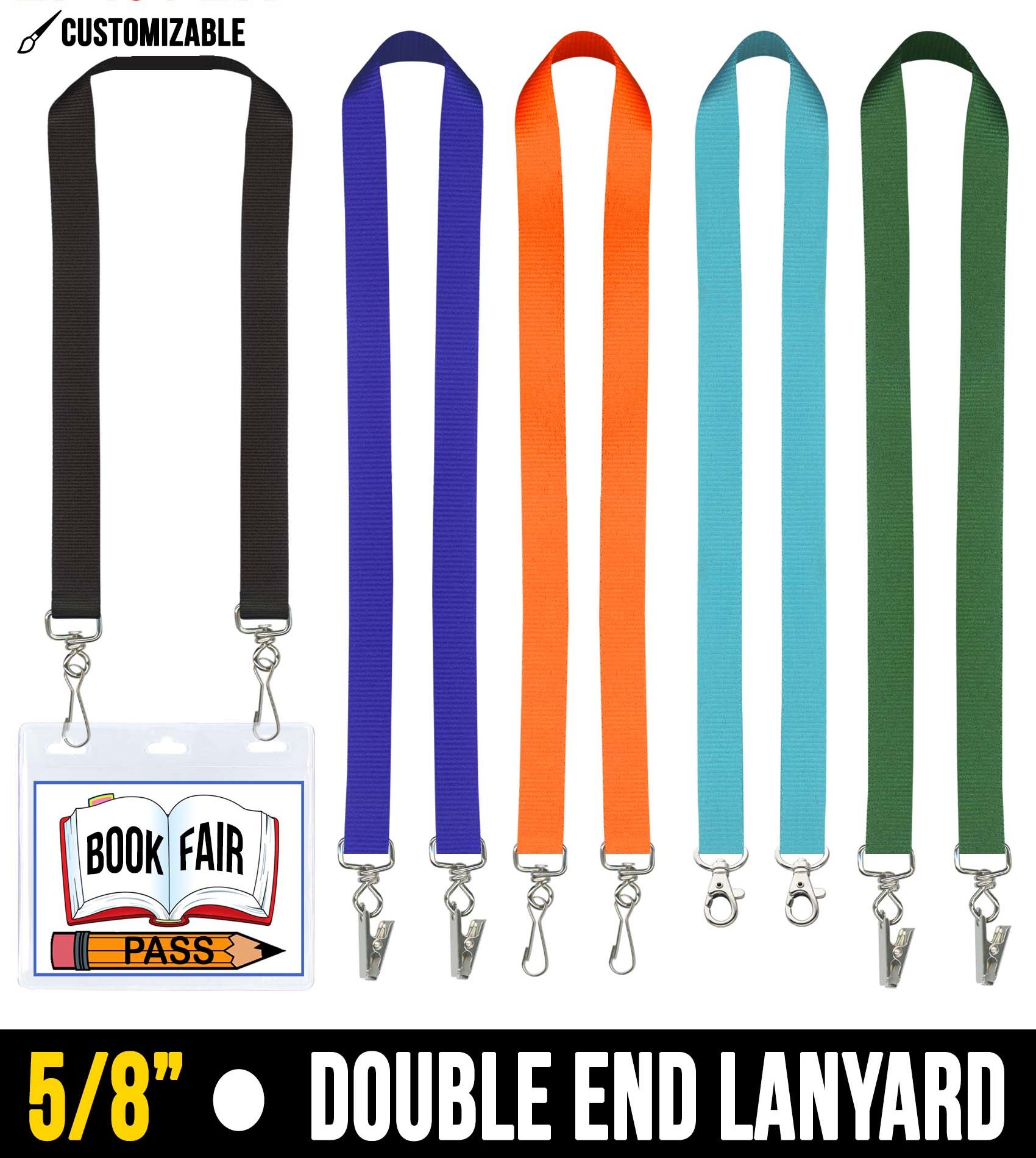 Customizable 5/8" Double Attachment Lanyard: Perfect for Badge Holders in 14 Vibrant Colors