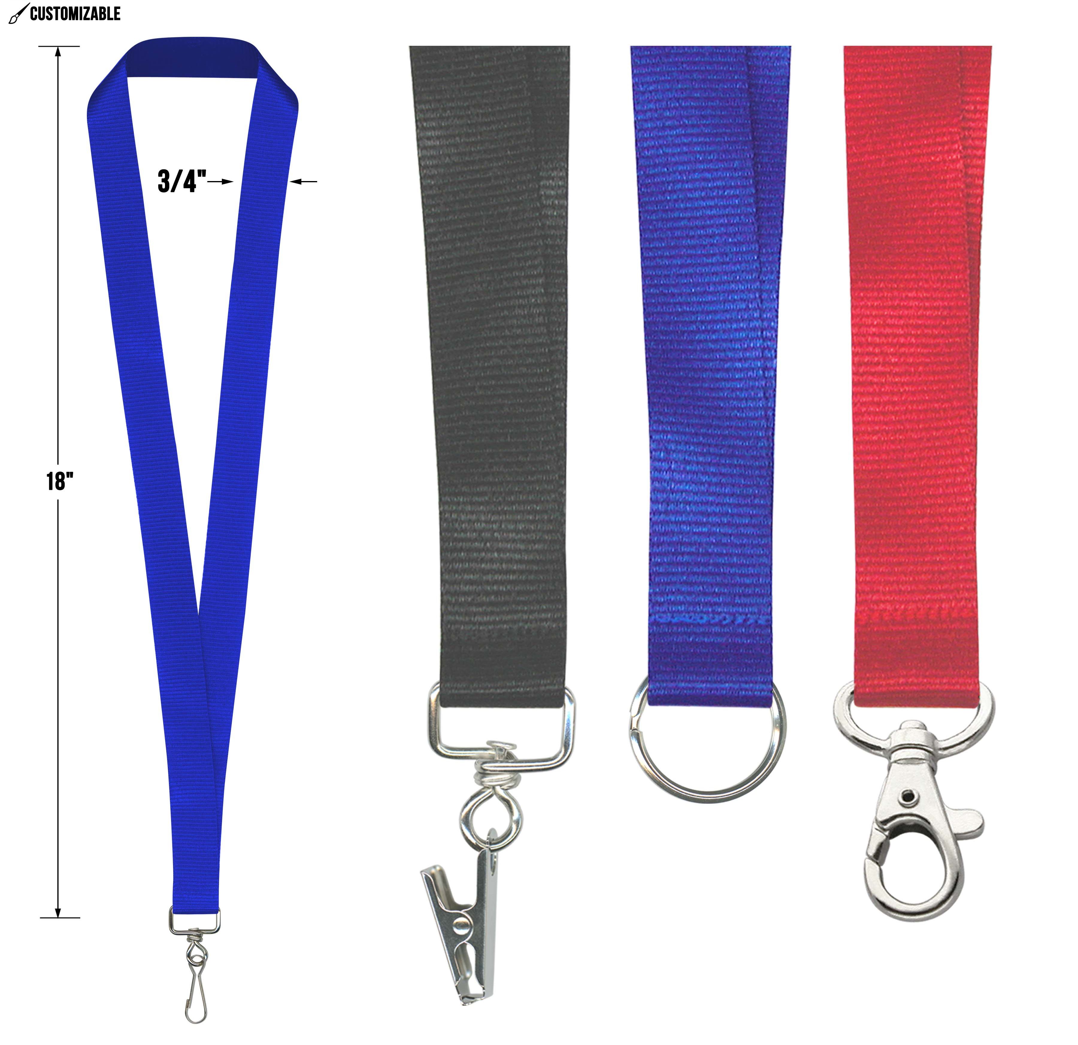 Customizable Solid Color Lanyards 3/4" x 36" - Perfect for Events | Choose from 14 Colors & 4 Hardware Attachments
