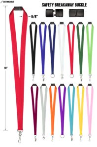 Customizable Safety Breakaway Neck Lanyard - 5/8" x 36" - Multiple Colors & Attachments