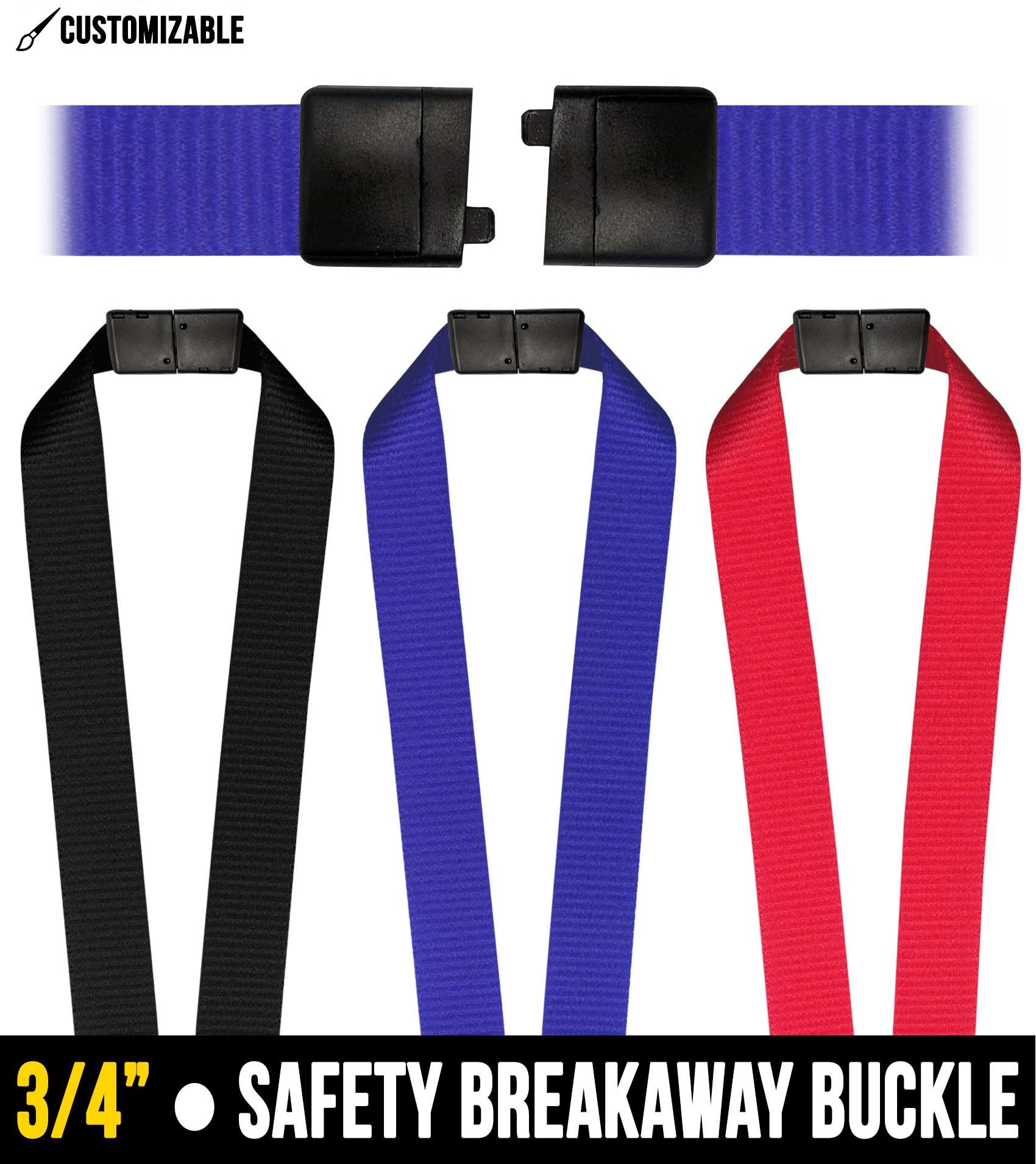 Customizable 3/4" Safety Breakaway Lanyard - Ideal for Companies, Events & Conventions - 14 Colors & 4 Hardware Choices