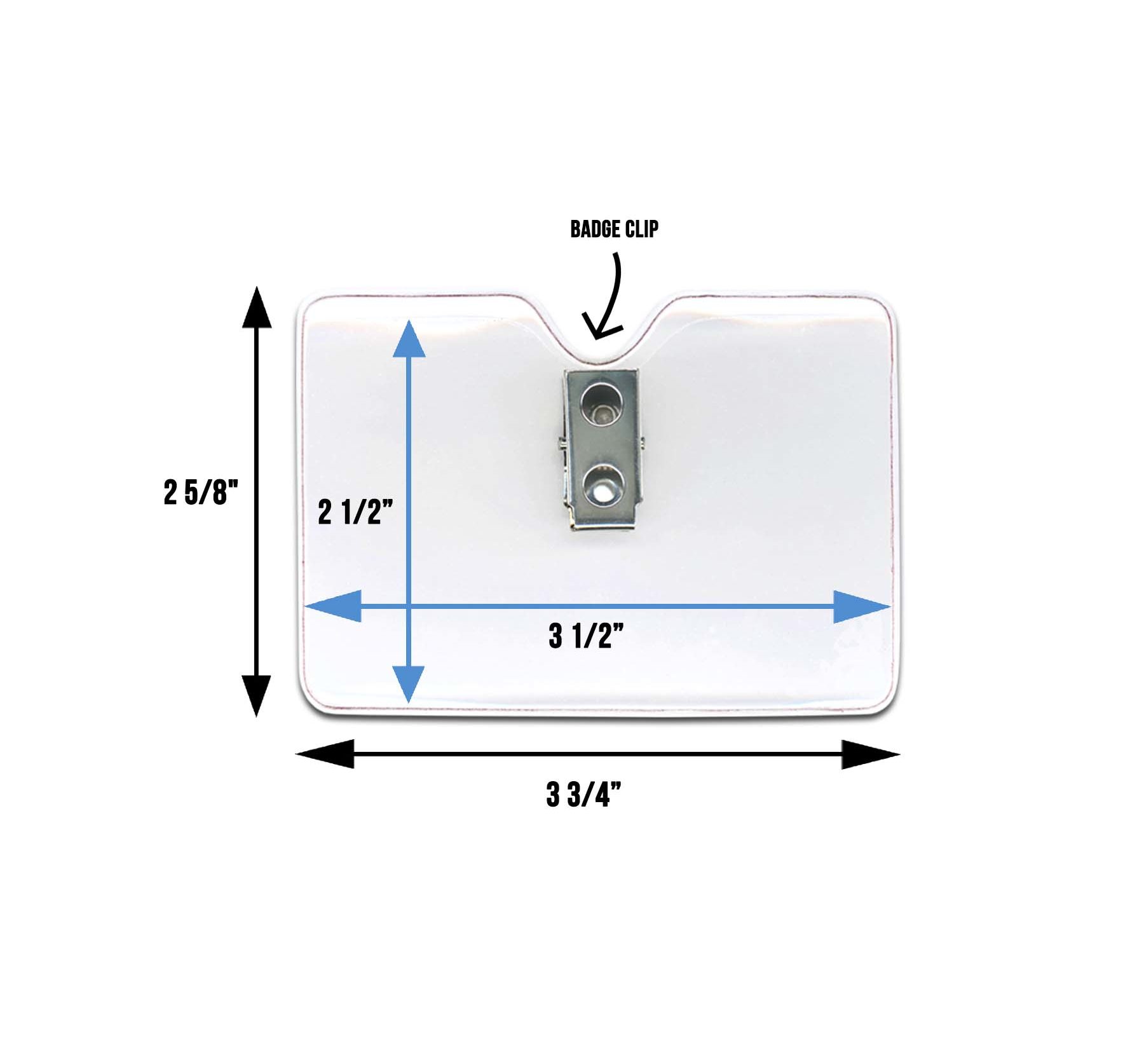 Durable 30 Mil Horizontal Badge Holder with Metal Clip - Transparent Vinyl for 3.5"W x 2.5"L Cards