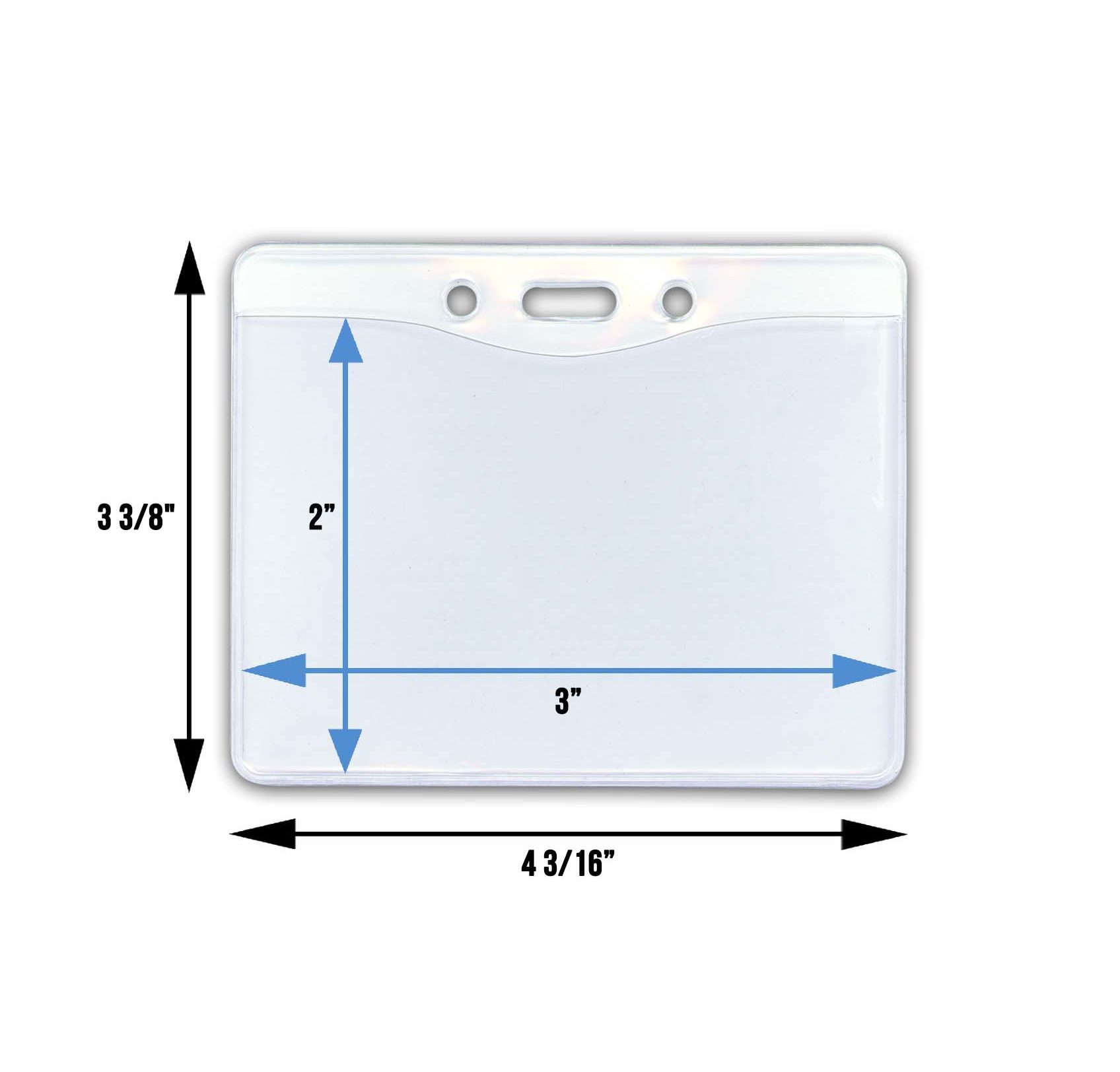 3x2 Heavy Duty Transparent Horizontal ID Badge Holder - 30 mil