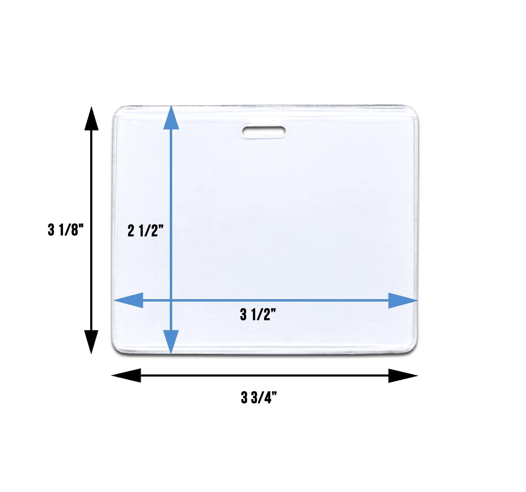 3x2 Heavy Duty Transparent Horizontal ID Badge Holder - 30 mil