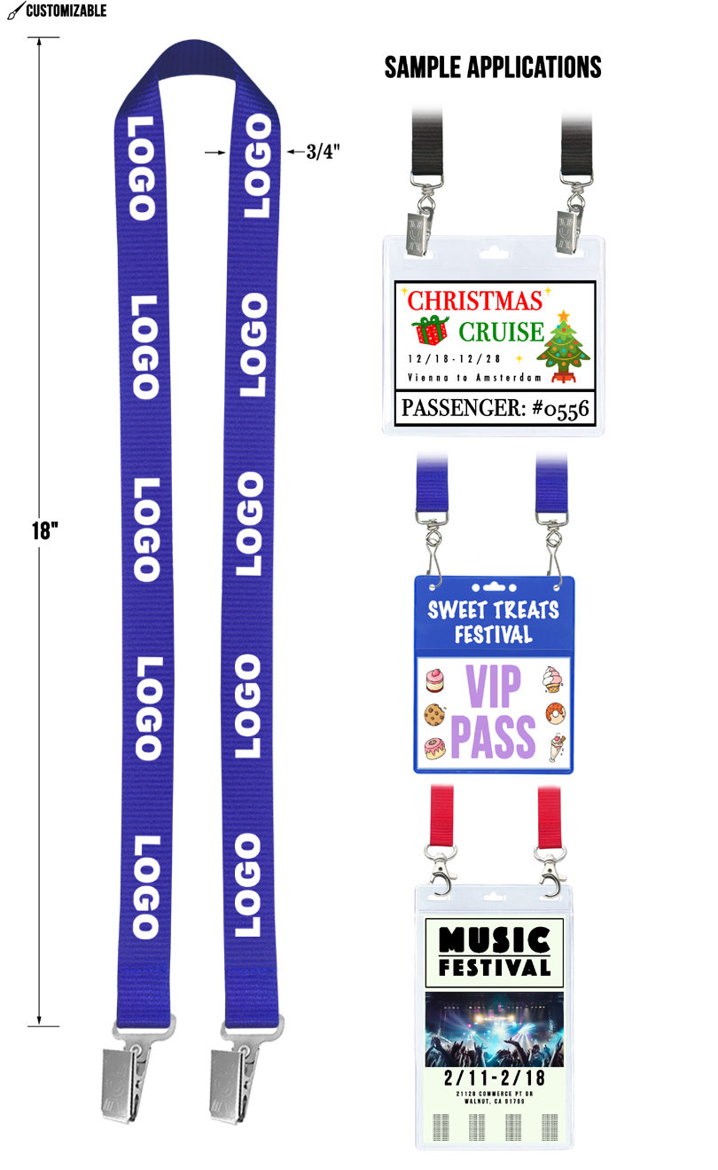 Premium Customizable Logo Lanyard – 3/4" Double Ended with Single Color Print on Front Side – Ideal for Branding and Events