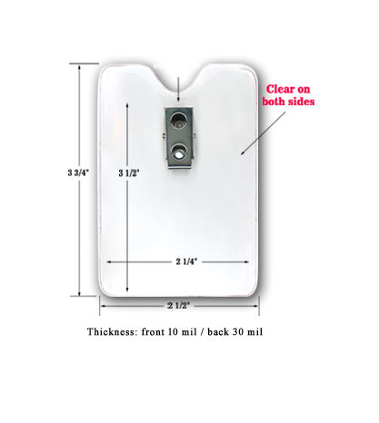 Premium 30 Mil Vertical Badge Holder with Durable Metal Clip - Suitable for 2.25"W x 3.5"L Cards