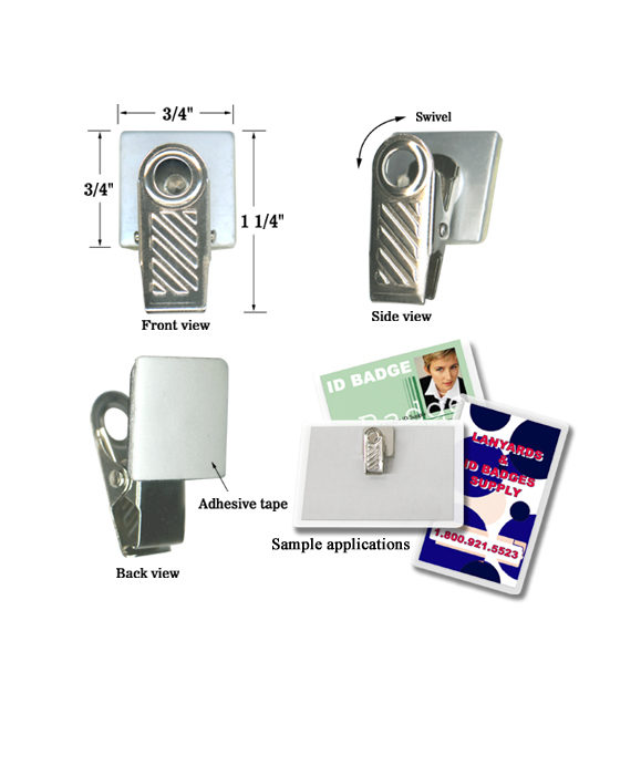 Swivel Adhesive Badge Clips – Stick-On ID Card Holder with Premium Metal Clip