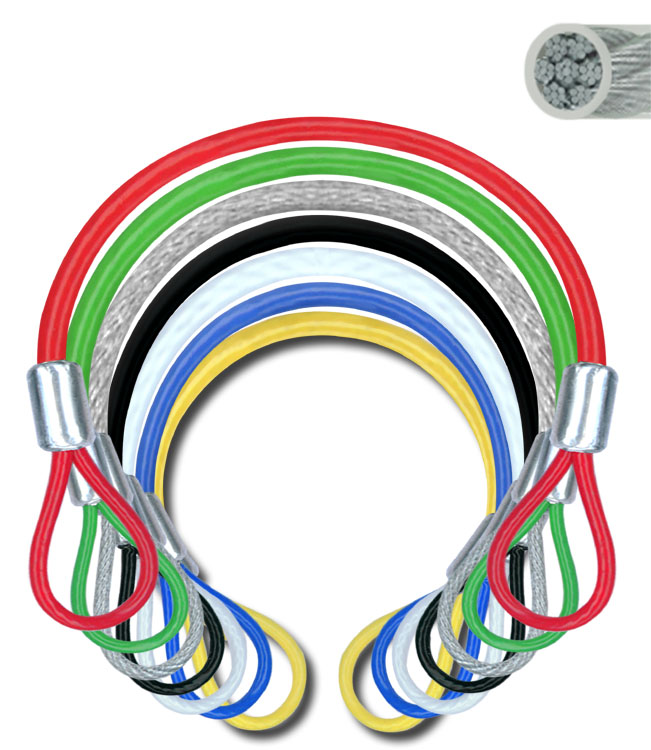 Versatile Custom Length Colorful Vinyl-Coated Stainless Steel Security Cables with Double Loops