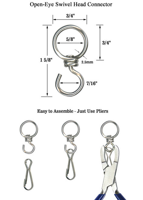 Large 5/8" Round Open Eye Swivel Hook Connector