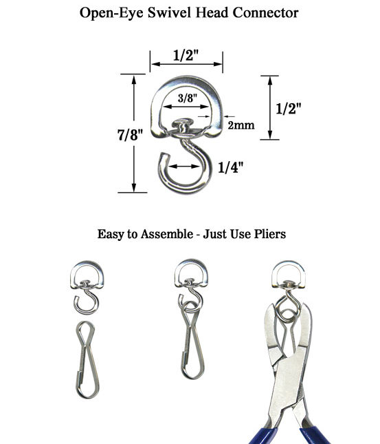 3/8" D-Shaped Open Eye Swivel Hook Connector