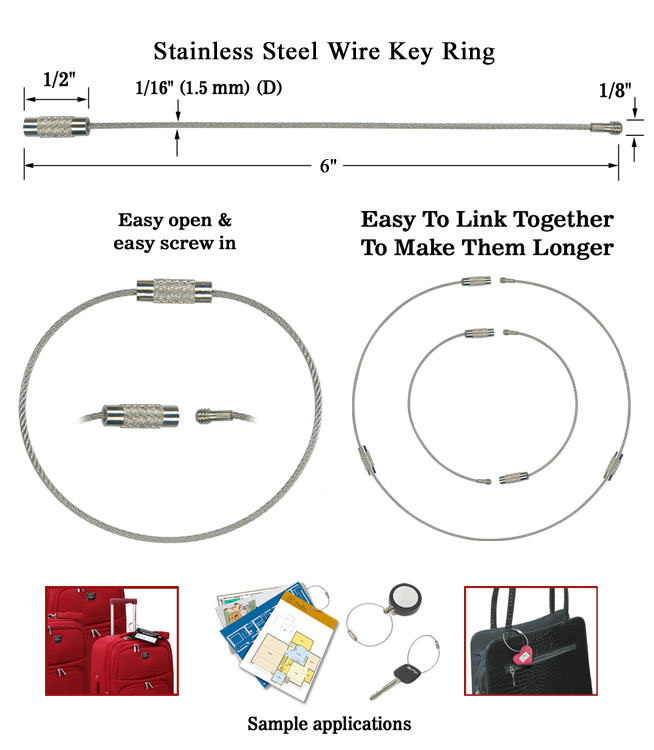 6-inch Stainless Steel Braided Wire Cable with Brass Connector – Rust and Stain Resistant