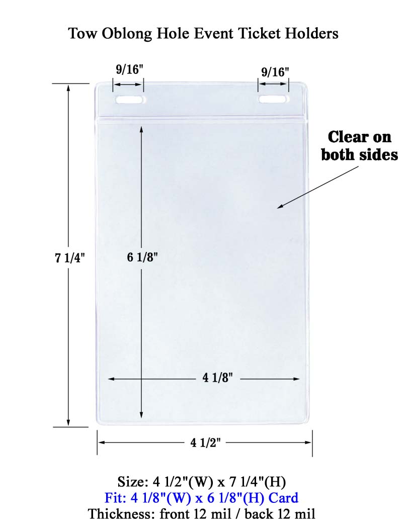 Large Event Ticket Holder with Double Oblong Holes