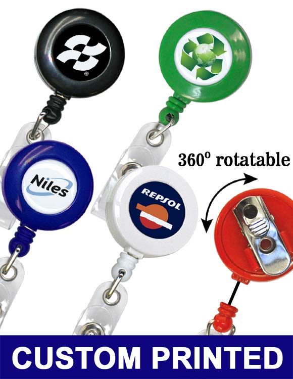 Custom Logo Rotatable Retractable Reel with Alligator Clip