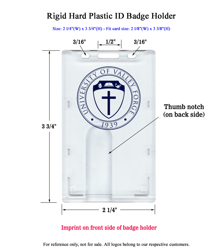 Custom Imprint 2x3 Rigid Horizontal ID Badge Holder