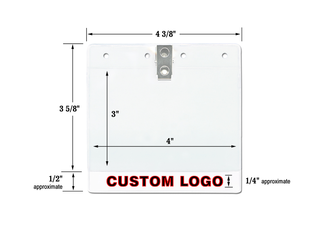 Custom Imprinted Clear Vinyl Badge Clip Sleeve with Color Stripe - 4x3