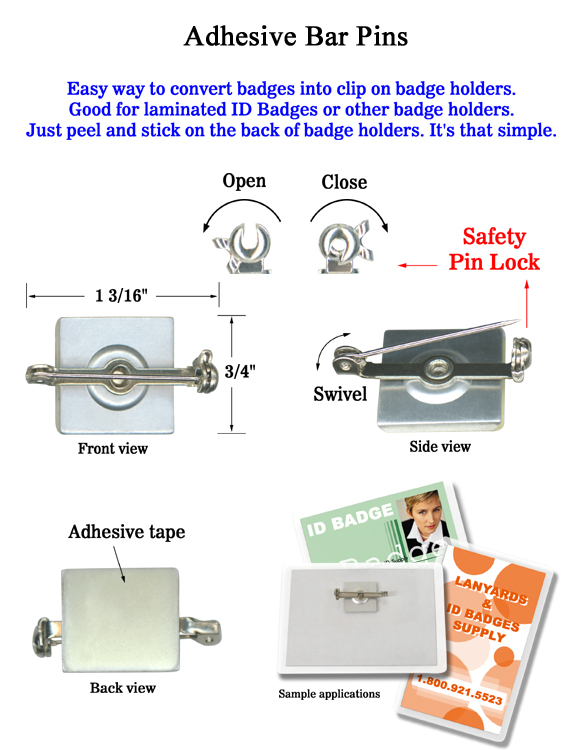 Adhesive Safety Pin Badge Holder with 360° Swivel - Secure