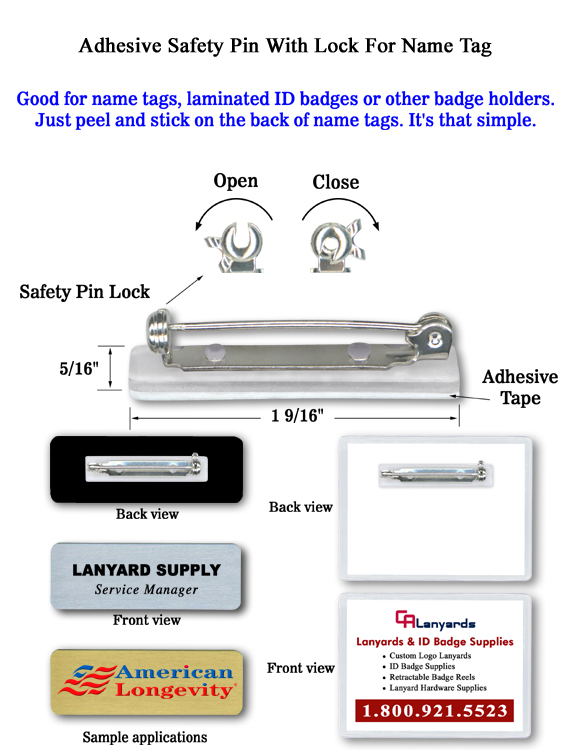 Secure Adhesive Safety-Pin Name Tag Lock - Perfect for Uniforms & Company Events