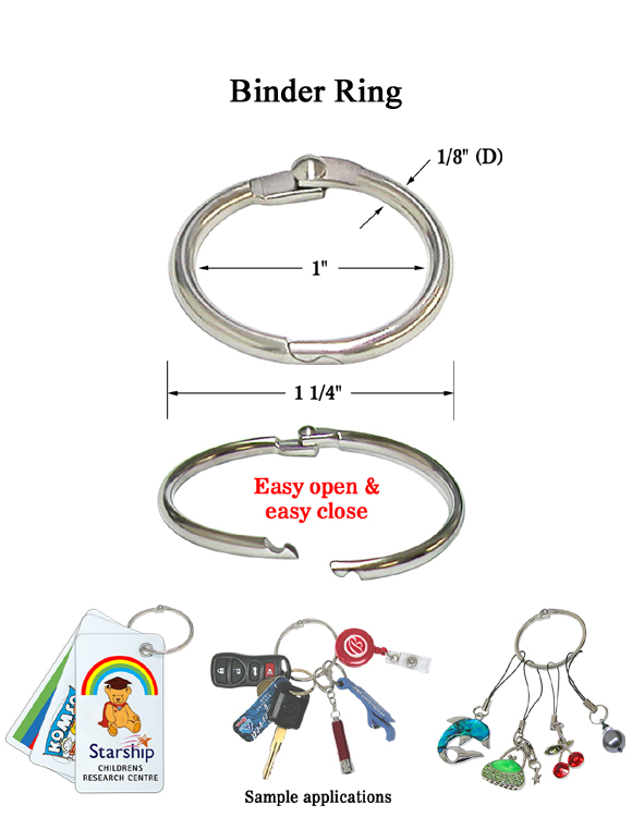 Nickel-Plated Steel Loose Leaf Binder Rings - Assorted Sizes for Organizing Binders, Flash Cards, Keys & More