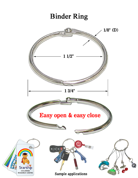 Nickel-Plated Steel Loose Leaf Binder Rings - Assorted Sizes for Organizing Binders, Flash Cards, Keys & More