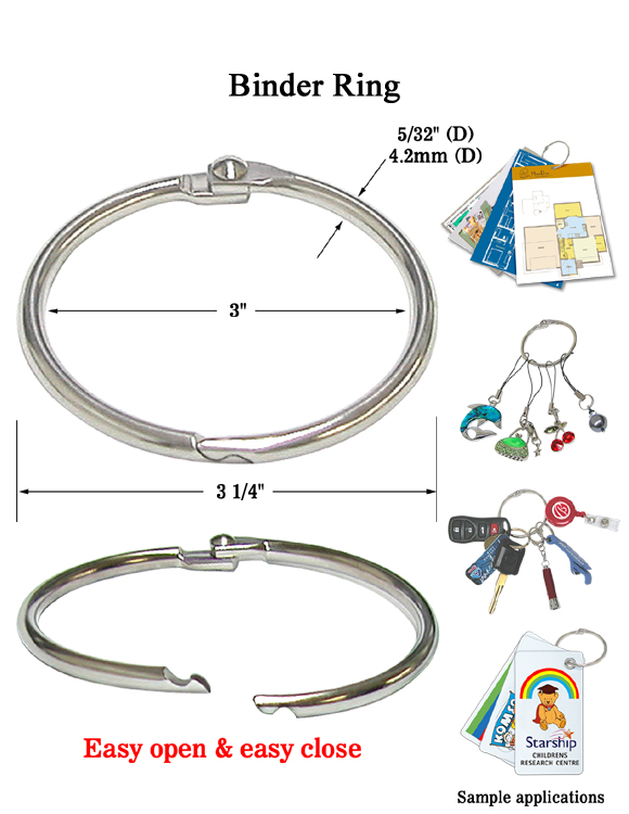 Nickel-Plated Steel Loose Leaf Binder Rings - Assorted Sizes for Organizing Binders, Flash Cards, Keys & More