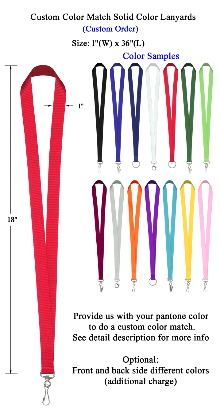 1" Custom PMS Color Match Lanyards 