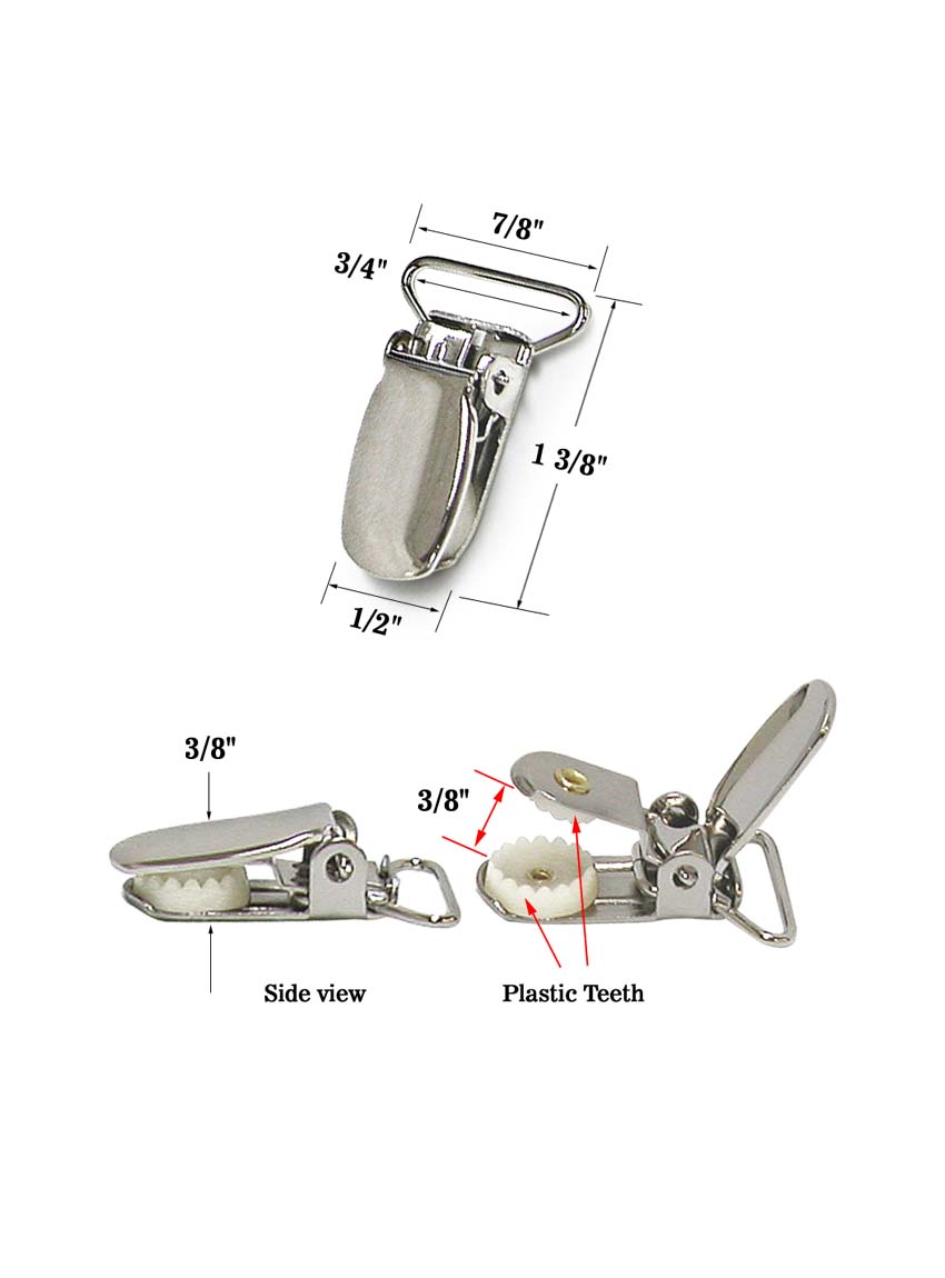 Non-Slip Metal Suspender Clip for 3/4" Straps