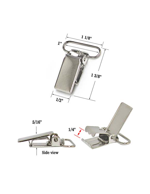 1 1/2 Inch Brass Plated Herring Bone Metal Suspender Clip