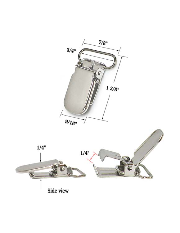 Metal Suspender Clip with Metal Teeth for 3/4" Straps