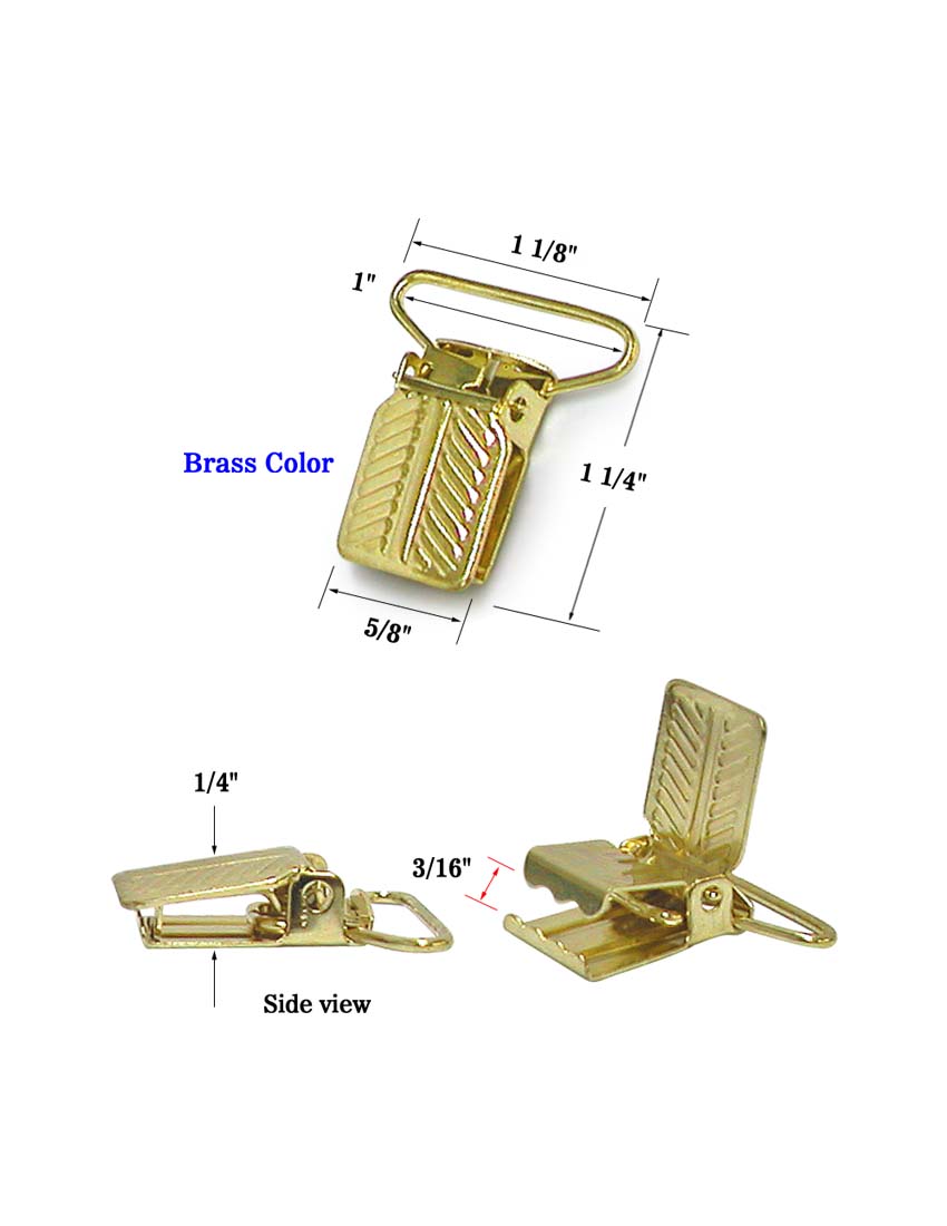 Engraved Brass Suspender Clip for 1" Straps