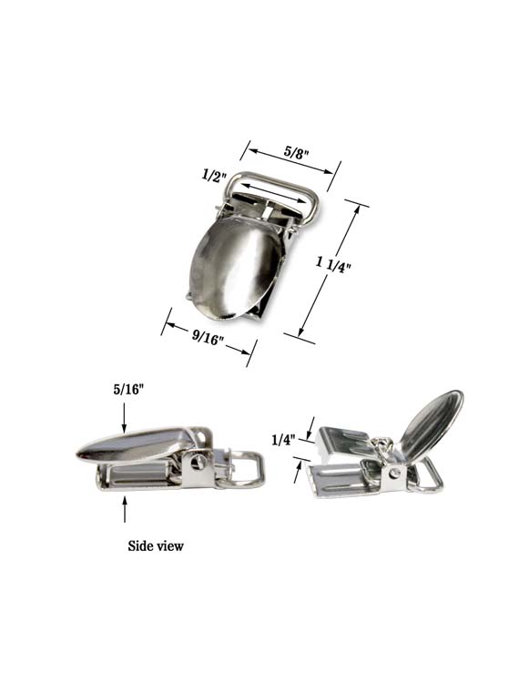 Oval Shaped Metal Suspender Clip for 1/2" Straps