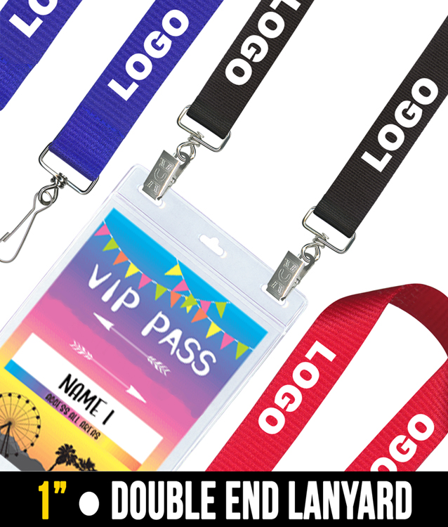 Customizable Premium Lanyard – 1" Double-Ended with Logo & Front Side 1 Color Print