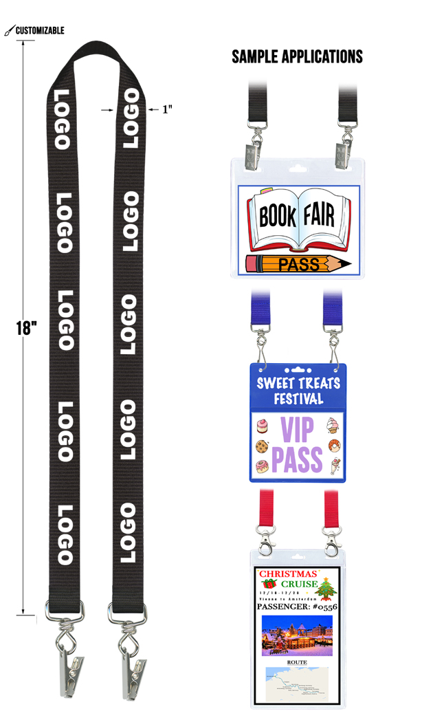 Customizable Premium Lanyard – 1" Double-Ended with Logo & Front Side 1 Color Print