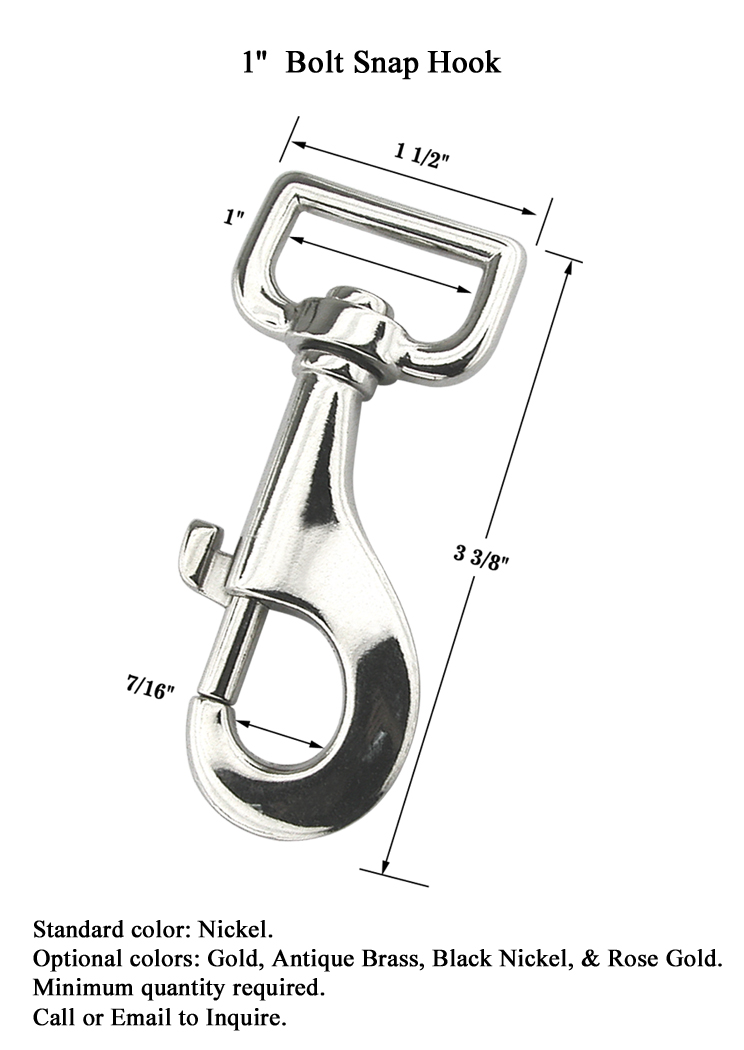 Heavy Duty Bolt Snap Hook with a 1" Rectangular Eye