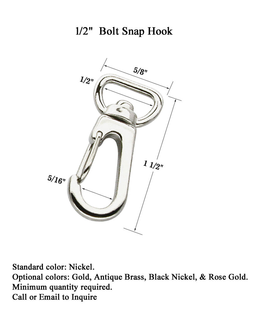 Spring Wire Gate Bolt Snap Hook with 1/2" D-Shaped Eye