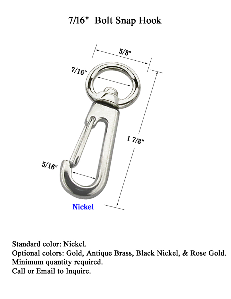 Spring Wire Gate Bolt Snap Hook with 7/16" Round Eye