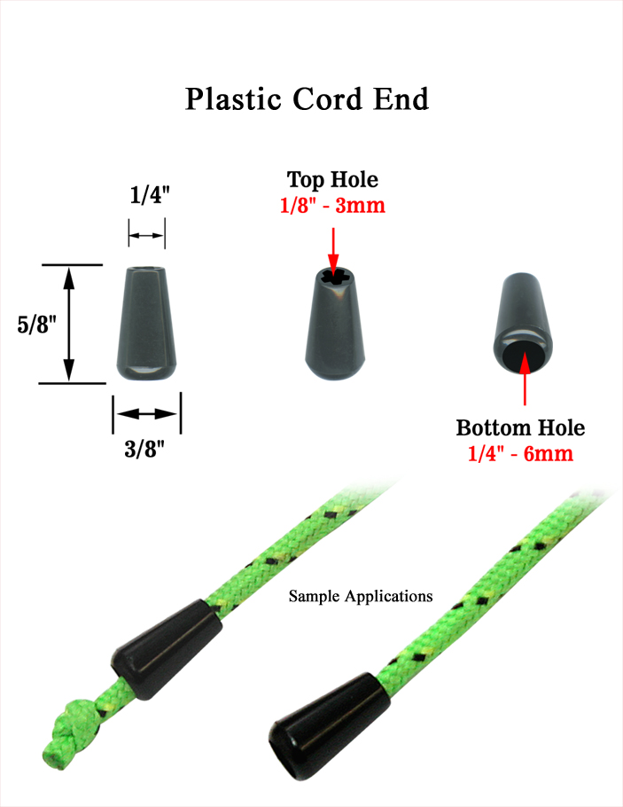 Narrow Round Plastic Cord End