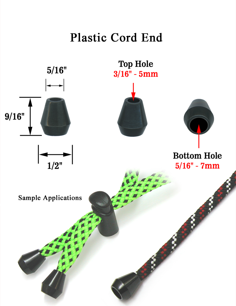 Round Cone-Shaped Plastic Cord End - CaliforniaLanyards