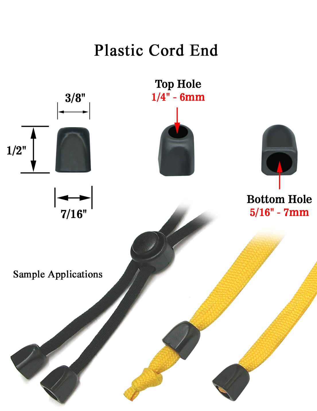 Sturdy Square Plastic Cord End - CaliforniaLanyards
