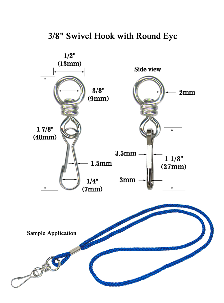 3/8" Swiveling Spring Snap Hook with Round Eye