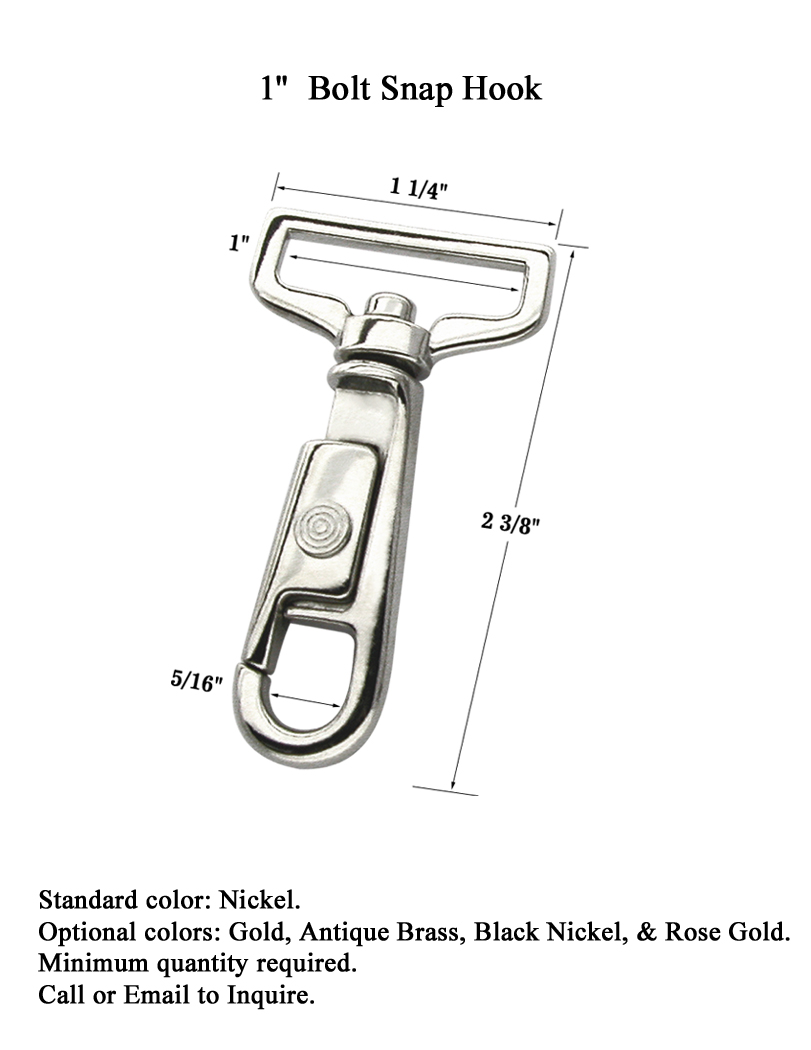 Slide Bolt Snap Hook with a 1" Rectangle Eye