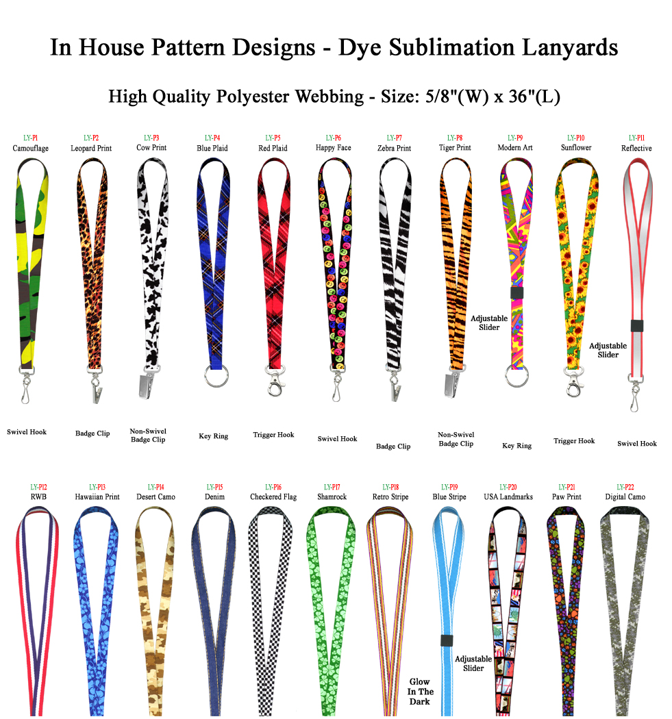 In House Pattern Designs - Dye Sublimated Lanyards