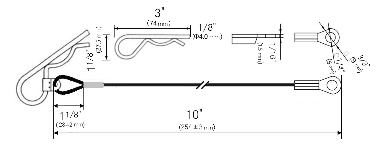 Multifunctional Vinyl Coated Steel Wire Cable with Pin & Eyelet 2.4mm