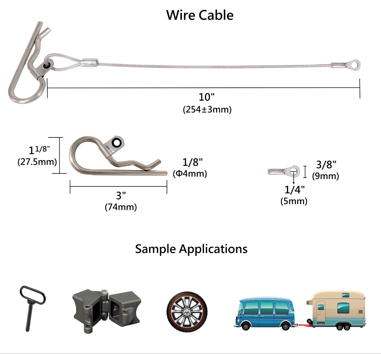 Multifunctional Vinyl Coated Steel Wire Cable with Pin & Eyelet 2.4mm