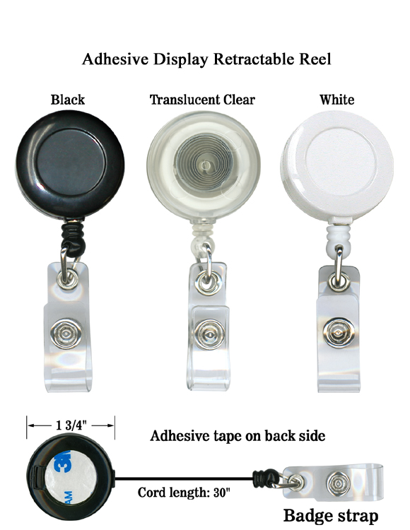 3M Adhesive Retractable Badge Reel with 30" Extendable Wire & Strap - Perfect for Product Displays