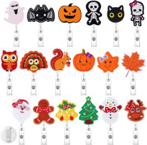 50-Pack Festive Holiday Badge Reels – Retractable & Durable ID Holders for Nurses, Teachers, and Professionals – Perfect for Halloween, Christmas, Thanksgiving & More