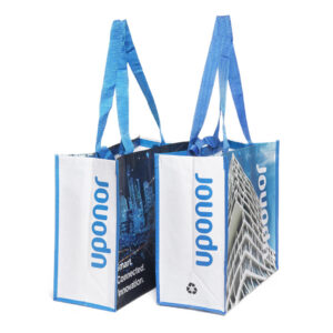 Custom Reusable RPET Shopping Tote Bag – Eco-Friendly with Full-Color Print (15" x 17" x 7.5")