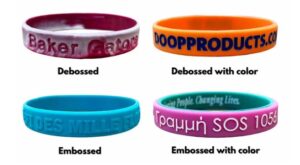 Custom Debossed or Embossed Silicone Wristbands – PMS Color Matching, Waterproof, 100% Silicone